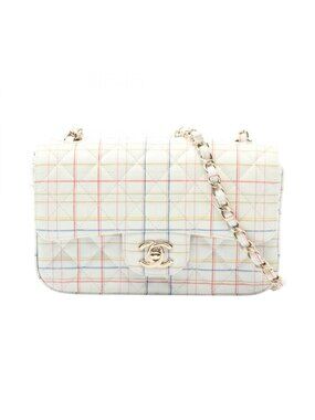 Chanel Shoulder Bag Mini Quilted 20 White Multi Leather